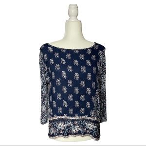 Lucky Brand Boho Peasant Blouse Size S